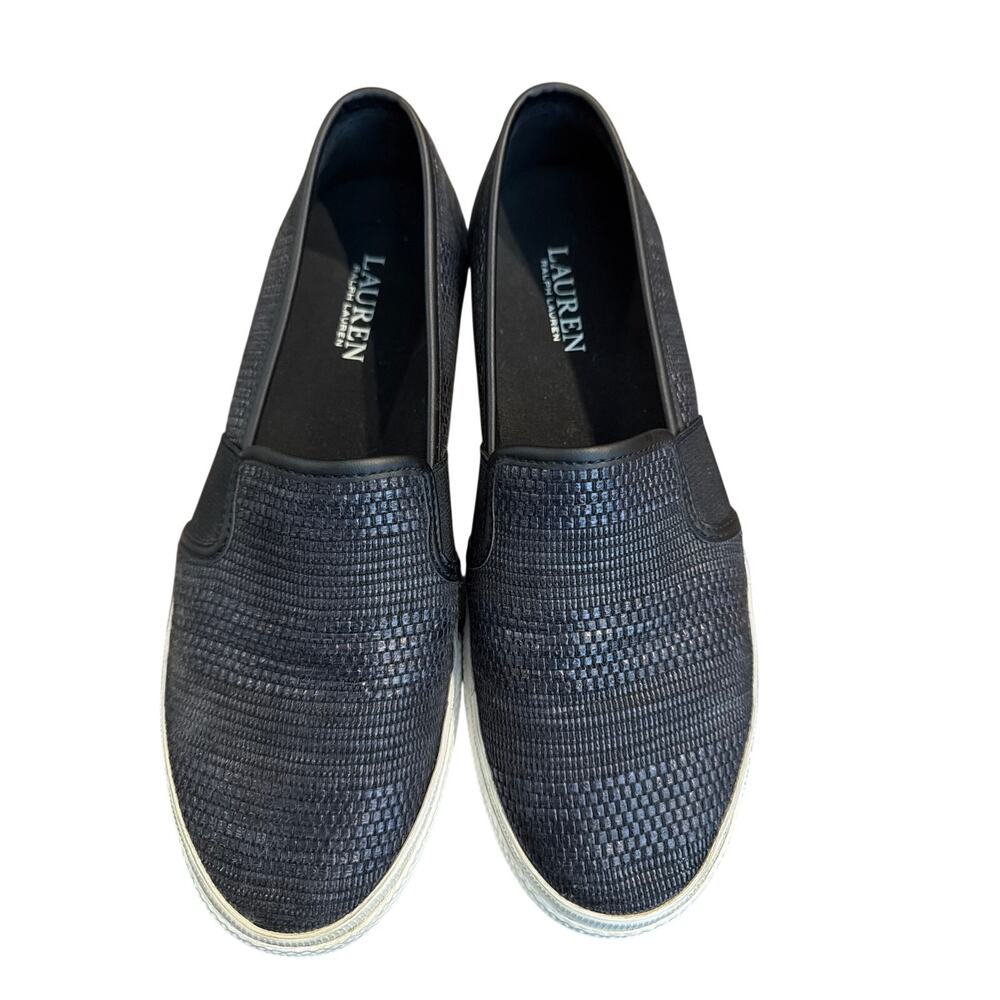 ⭐️ Women’s Ralph Lauren Black Slip On Sneakers Size 7.5 Casual Preppy Grannycore